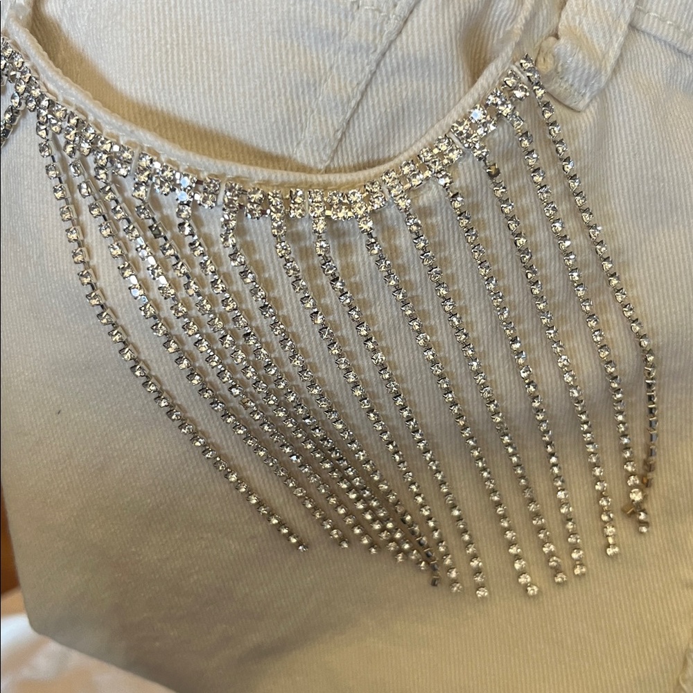 NanaMacs Get Your Groove On Rhinestone Embellished Bell Bottoms (Ivory) - Size L - Picture 9 of 9